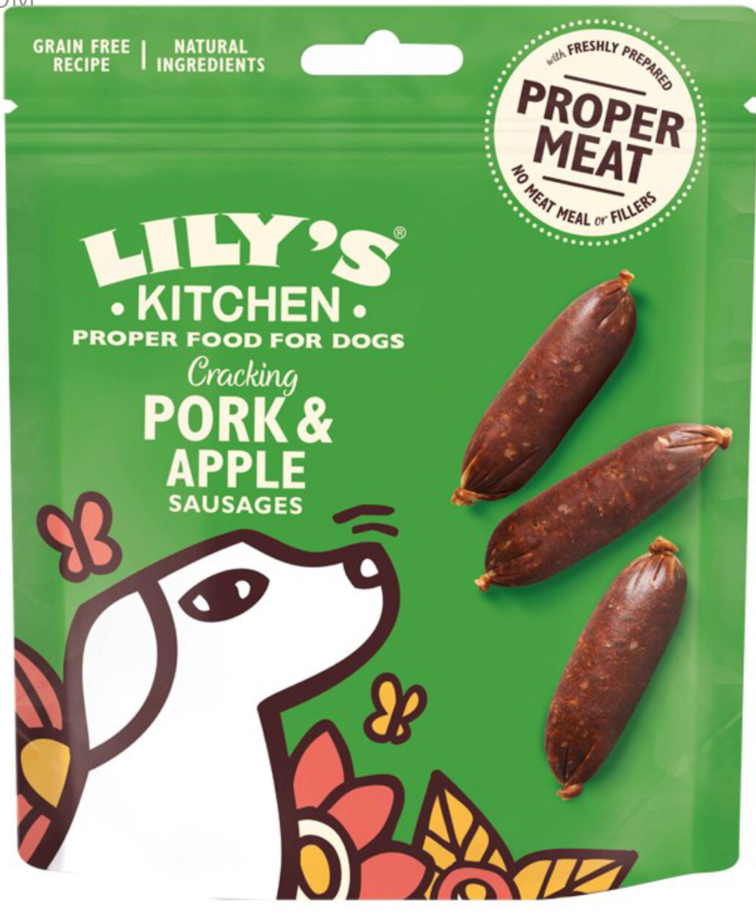 Lily's Kitchen Dog Meaty Treats Cracking Pork and Apple Sausages 70g
