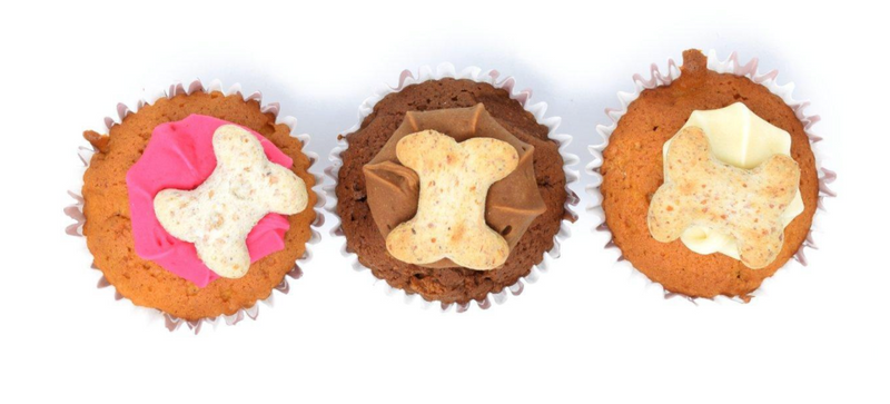 The Barking Bakery Trio of Mini Iced Woofins Dog Treat Muffins