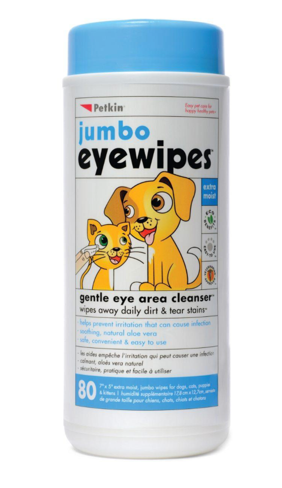Petkin Jumbo Eye Wipes for Cats & Dogs 80 per pack