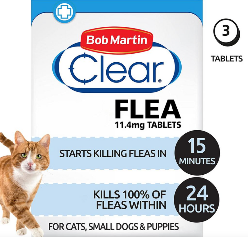 Bob Martin Clear Flea Tablets for Cats and Small Dog Under 11 Kg 3 Tablets