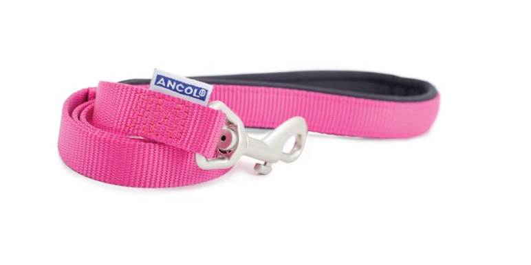 Ancol Viva Padded Snap Lead Pink 25mm x 1.8m