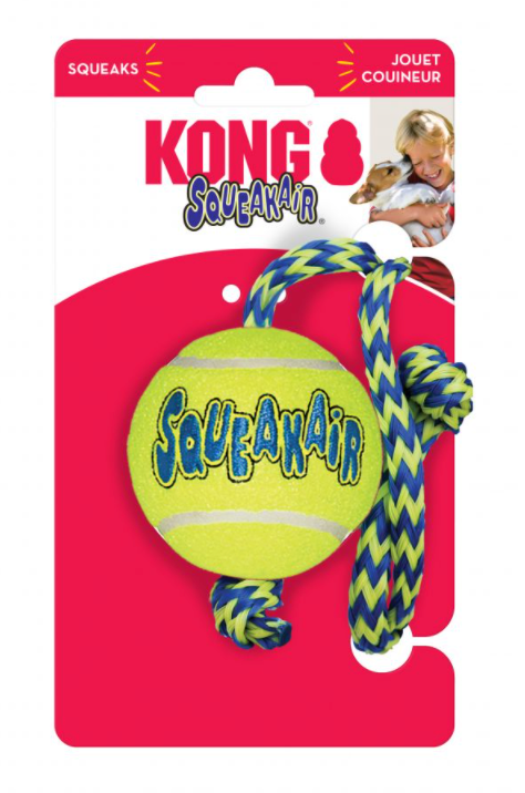 KONG SqueakAir Balls with Rope (Medium)