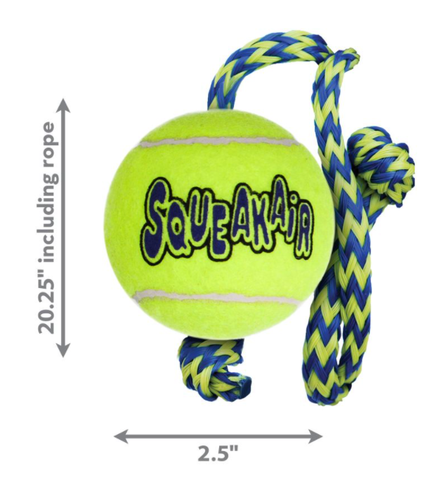 KONG SqueakAir Balls with Rope (Medium)