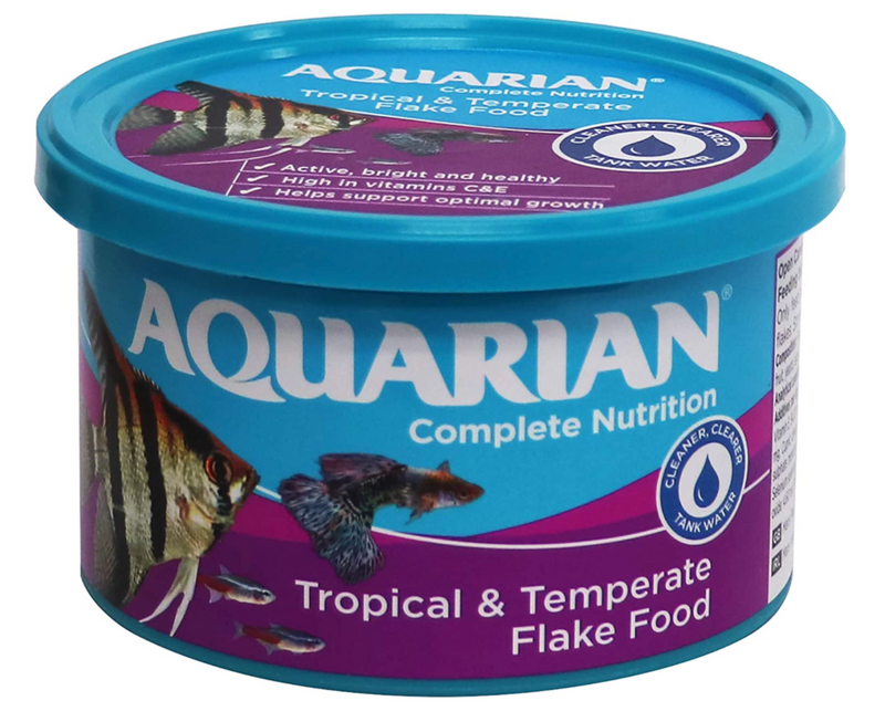 AQUARIAN Complete Nutrition, Aquarium Tropical & Temperate Fish Food Flakes, 50g