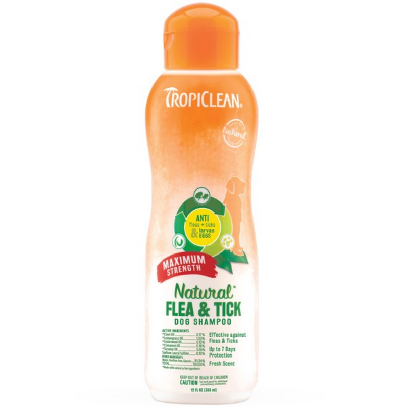 Tropiclean Natural Flea and Tick Shampoo Maximum Strength 355ml