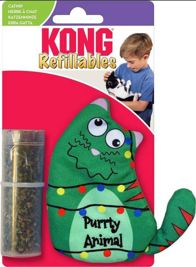 KONG Cat Toy Christmas Refillables Purrsonality Purrty Animal